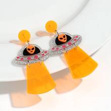 1 par de pendientes colgantes UFO de acrílico transparente fluorescente y de moda, lindos y extravagantes, adecuados para uso diario de mujeres - amarillo fluorescente - Ver 19