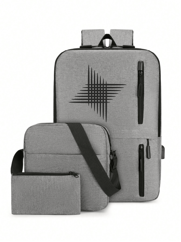 Men's Dual Backpack, Convenient For School, Business Trip, Commuting, Outdoor Travel, Shopping With Organized Storage