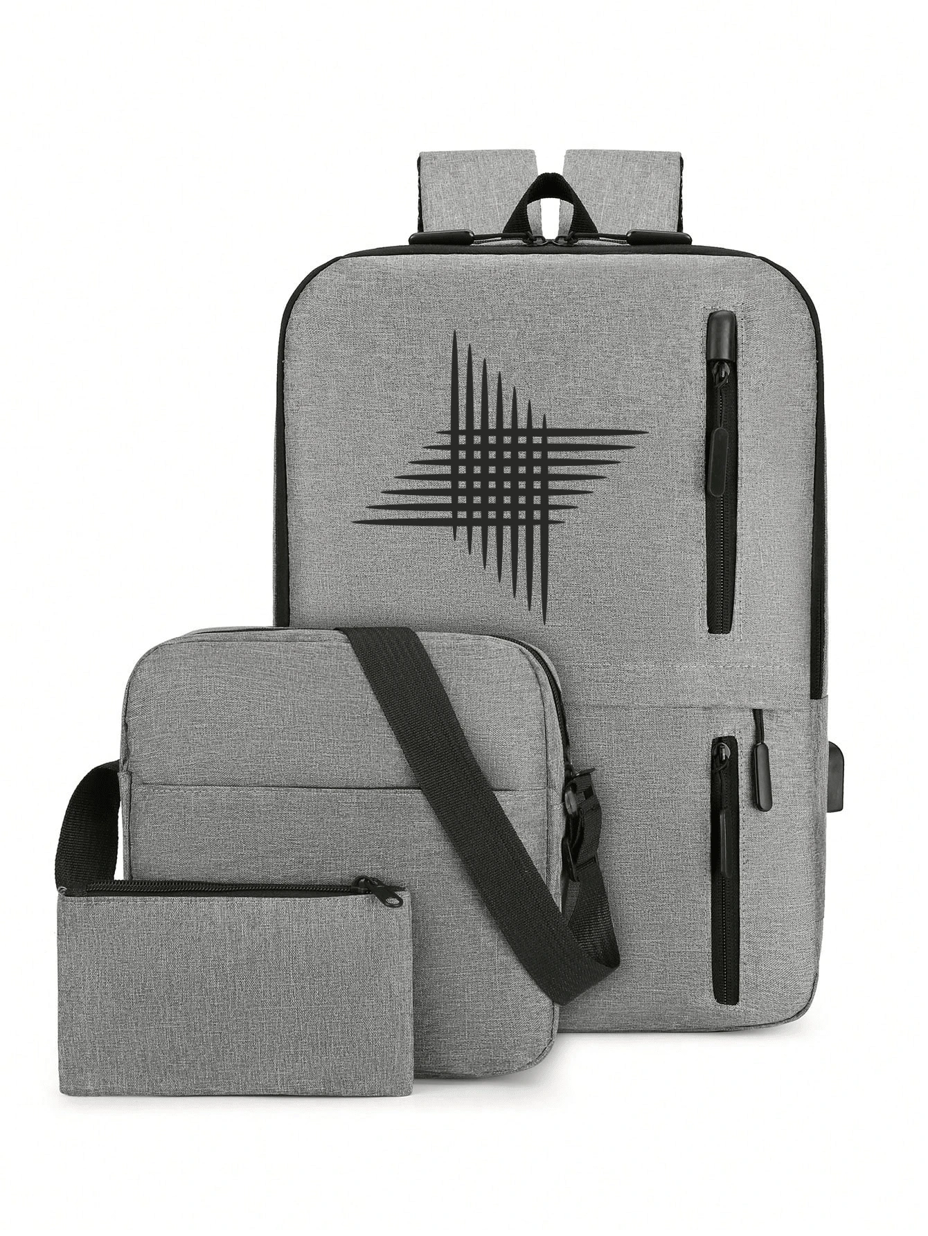 Men's Dual Backpack, Convenient For School, Business Trip, Commuting, Outdoor Travel, Shopping With Organized Storage - Grey - View 1