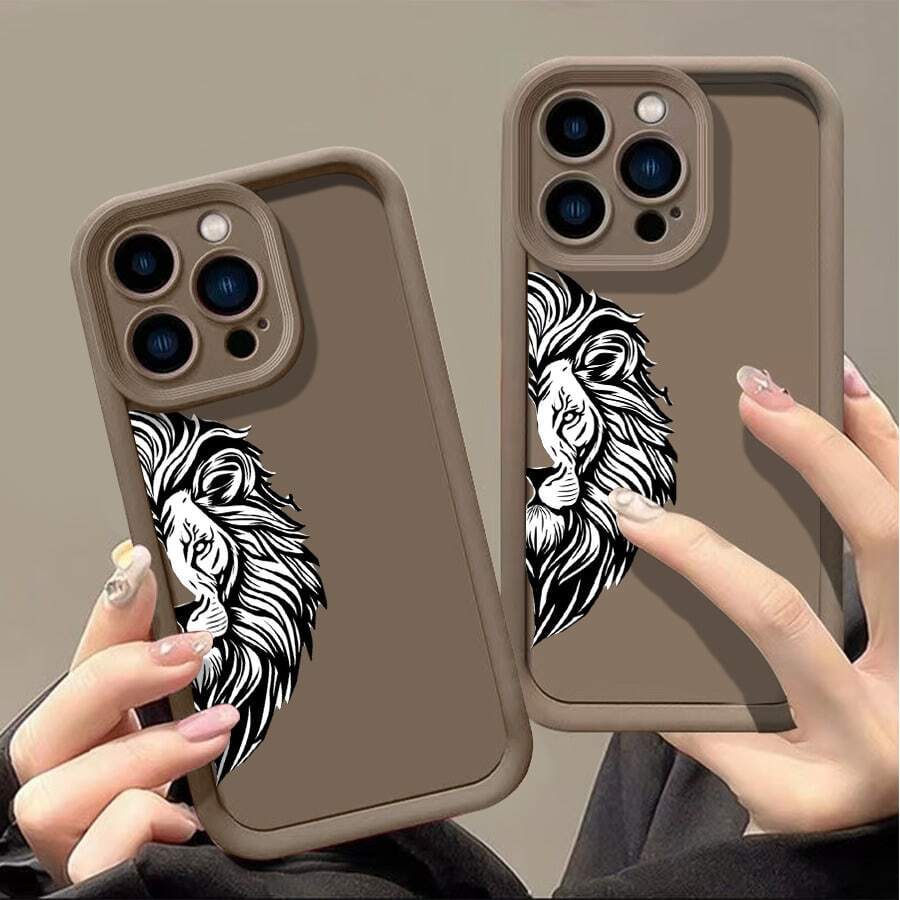 La funda para iPhone más resistente a los impactos, con un diseño Melena de león en blanco y negro | Compatible con iPhone 17 Pro Max/16 Pro Max/16 Plus/15 Pro Max/15 Plus/14 Pro Max/14 Plus/13 Pro Max/13 Plus/12 Pro Max/11 Pro Max | Una funda para teléfono muy aclamada - Marrón - Ver 1