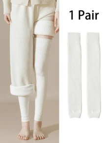 1 Pair Women's Thigh High Socks, Thermal Lined Thick Leg Warmers, Knitted Tall Socks, Autumn/Winter Home Socks, Warm For Winter - Suitable For Women 40kg-60kg - Stockings - View 8