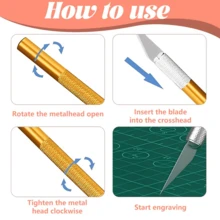 精密工艺刀套装 - 铝合金雕刻笔，色彩鲜艳，金属刀片，适用于精细纸张切割和DIY项目，手动操作，无需电池