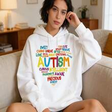 1pc Autism Awareness Heat Transfer Sticker, Colorful Words Design, DIY Iron-On Decals For Clothes, T-Shirt Making, Pillow Decorating, Clothing Supplies & Appliques - Multicolor - View 4