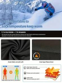 Men's Plus Size Fleece Lined Thermal Underwear, 2-Piece Compression Base Layer Set, Long Sleeve Top & Pants, Warm Loungewear For Running, Yoga, Basketball & Winter Activities - Dark Gray - View 5