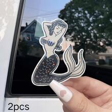 Hình dán vinyl cô gái nàng tiên cá phong cách retro - Bề mặt mờ chống thấm nước, thích hợp cho máy tính xách tay, máy tính bảng, ô tô, điện thoại, v.v. - Nhiều màu - Xem 14