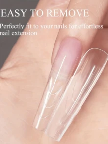 60pcs Nail Art Sandwich Nail Extension Mold, 30pcs Top Mold + 30pcs Bottom Mold Sandwich Layer Design, Reusable Nail Extension Mold For DIY Almond, Ballet, Pointed Nail Shapes, No Paper Needed, Suitable For Gel Nail Extensions - Clear - View 4