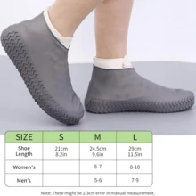 1 双防滑耐用雨鞋套，适合雨天户外使用，防水鞋套，硅胶材质，防滑鞋底设计，多种颜色可选，户外活动必备 - 灰色 - 查看 4