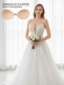 2pcs Front Closure Self-Adhesive Bras, Skin Tone + Black, Wash After Wearing To Maintain Adhesiveness - Multicolor - View 10