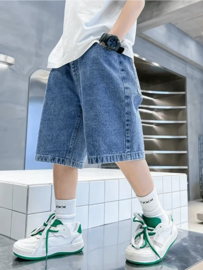 男童牛仔短裤，夏季薄款休闲百慕大短裤