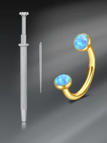 CIZME 3 pièces Anneaux de nez en acier inoxydable, anneaux de nez filetés intérieurs 16G, unisexe, double cristal en forme de fer à cheval pour le nez, le septum, la lèvre, les sourcils, le cartilage de l'oreille - Pince à boule effilée de 8 mm pour le remplacement de bijoux - Multicolore - Voir 16