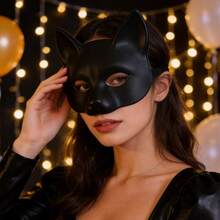 1pc Women's Carnival Party 3D Soft PU Leather Cat Cosplay Costume Mask
