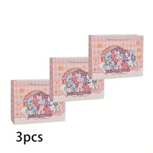 3pcs My Little Pony Gift Tote Bag - Stylish Cartoon Kraft Paper Handbag, Cute Animal Design, Perfect For Anime Fans, Ideal For Christmas, Birthday & Party - Multicolor - View 9