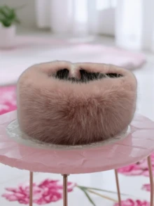 1pc Outdoor Fashion Casual Faux Fur Thick Hat, Brimless Hat Warm Headband Imitation Fox Fur, Autumn/Winter - Multicolor - View 8