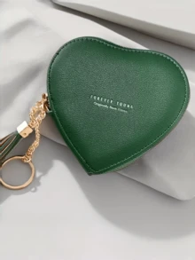 1pc Personalized Keychain Coin Purse, Cute Heart-Shaped Coin Pouch, Women/Girls Wallet Card Holder, Gift For Birthday, Anniversary, Girlfriend, Halloween, Christmas, Thanksgiving - Multicolor - View 15