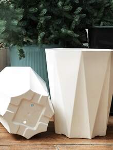 1pc Resin Planter, High-Quality Plastic Large Diameter Planter For Living Room, Yard, Thick Plastic Flower Pot For Potted Plants, Home Use