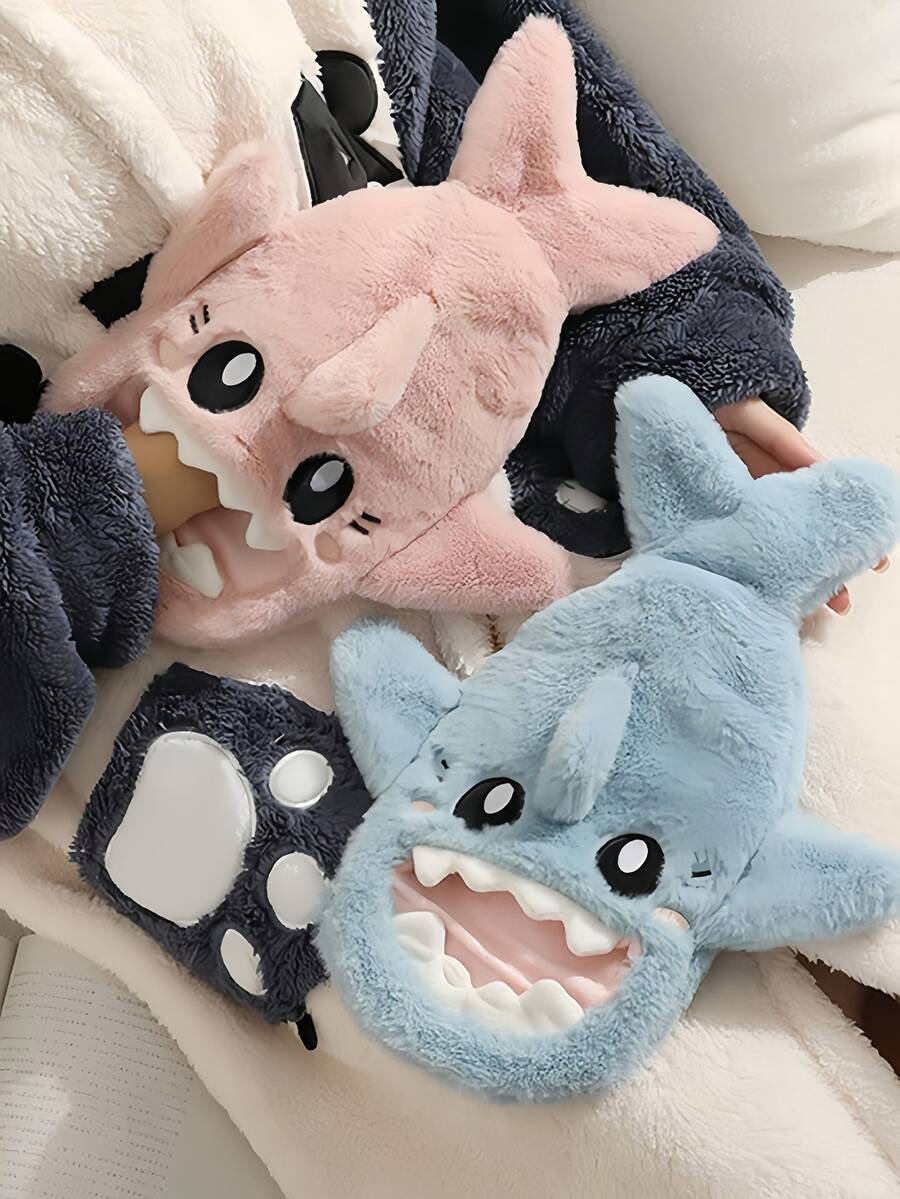 1 pieza Calentador de manos de peluche lindo, Almohadilla de calefacción de PVC gruesa y antiexplosión (color azul o rosa aleatorio)