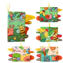 Baby Cloth Book With Animal Tails - Touch & Feel Crinkle Sensory Toy , Teething Tummy Time - Multicolor - View 9