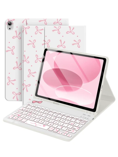 Detachable Wireless Bluetooth Keyboard (150mAh) With Pen Slot (Curved) Keyboard Protective Case For Samsung Galaxy Tab, IPad, Redmi Pad SE