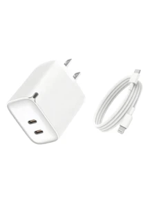 20W 超快充电双/单口 A+C / C+C / C 墙式充电器 - 兼容 USB-A 和 USB-C 数据线，多种配置可选。兼容 17/16/15/14/13/12/11 和三星 Galaxy S26/S25/S24/S23/S22。是居家、办公和旅行的理想之选。 - 美規A型插(110-127V) - 查看 14
