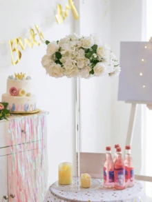 Transparent Acrylic Flower Stand, French Romantic Style Square & Elongated Cylinder Flower Baskets & Racks, Suitable For Wedding, Party, Birthday, Graduation, Back-To-School Events Outdoor Decor - Clear - View 9