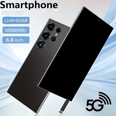 W&O S25 Ultra Android Smartphone-6.8 FHD+Display, 12GB+512GB Storage, 50MP Camera, Face Recognition, 5000mAh Battery, Dual SlM Card, Stylus, Unlock CellPhone, Comes With Earphones,Phone Case, Type-C Cable, Screen Protector, Ideal Holiday Birthday Christmas Gift