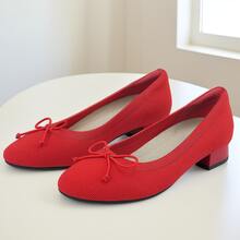 JENN ARDOR Women's Slip On Knit Mesh Flats Shoes Casual Chunky Pumps For Women Dress Ballet Heels Round Toe - Đỏ - Xem 4