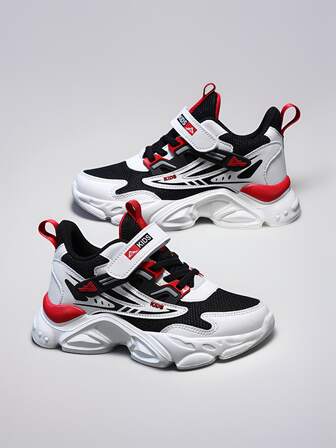 1 Pair Kids' Spring/Autumn Mesh Breathable Chunky Sneakers, Adjustable Closure, Non-Slip Soft Comfortable Lining, Back To School Student Outdoor Camping Travel Sports Shoes