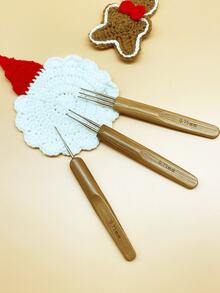 4pcs Dreadlock Crochet Hook Set, Carbonized Bamboo Handles, Single-Head, Double-Head, Triple-Head Options, Easy To Operate, Suitable For Braiding, Dreadlocks Weaving And Styling - Carbonized Color - View 2