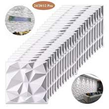 36/30/12 Piezas Paneles Decorativos 3D, 30 * 30CM Paneles Decorativos 3d para Paredes, Paneles PVC Impermeables Papel Pintado 3D Panel de Pared 3D para Hogar, Oficina, Decoración de Interiores etc (Negro/Blanco) - Blanco - Ver 15