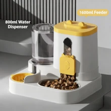 二合一自动宠物喂食器和饮水器 - 无需用电，大容量重力式食盆和水盆，适用于猫狗，防溢防滑设计，易于清洁，是忙碌的宠物主人旅行或度假时的理想之选，也适合在家、办公室和旅行途中日常使用。 - 1.6l - 查看 15