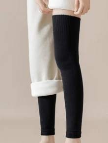 1 Pair Women's Thigh High Socks, Thermal Lined Thick Leg Warmers, Knitted Tall Socks, Autumn/Winter Home Socks, Warm For Winter - Suitable For Women 40kg-60kg - Stockings - View 7