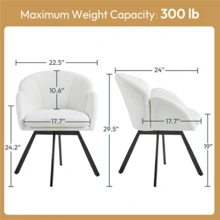 Butterslay Elegant Flower-Shaped Chenille Accent Chair Contemporary Vanity Chair With Removable Seat Cushion Swivel Chair For Living Room Bedroom Guest Room White/Blue - 白色 - 查看 5