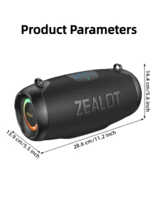 ZEALOT P15 50W 大功率无线音箱，便携式户外设计，防水，5 个扬声器，RGB 灯光，支持 SD 卡/USB/AUX 输入，支持菊花链连接，支持免提通话，兼容手机/平板电脑/电视/电脑，适合户外派对、家庭聚会、海滩派对等场合。 - 均碼 - 查看 3
