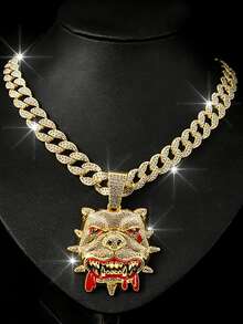 1pc Hip Hop Style Fully Rhinestoned Bulldog Pendant, Stylish And Men's Accessory, Suitable For Daily Wear - Bulldog Pendant Necklace - View 25