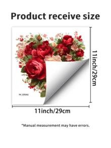 1片红色玫瑰心形墙贴，适用于卧室、客厅、书房，适合节日装饰，可移除半哑光自粘墙贴，家居装饰贴纸，乙烯基贴纸，春季装饰，为您的家增添活力，Rama装饰贴纸礼物，生日和毕业礼物