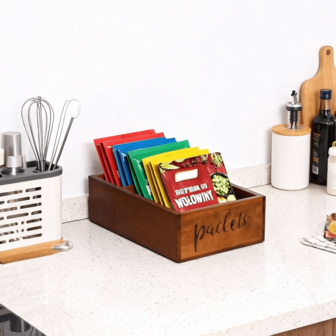 1pc Rosewood Spice Rack, Suitable For Kitchen Cabinet Countertop, Creates A Refined Storage Space. This Wooden Organizer Has A Rustic And Elegant Style, Can Be Divided Into Multiple Compartments To Store Seasonings, Tea, Sugar, Salt, Pepper, Etc.