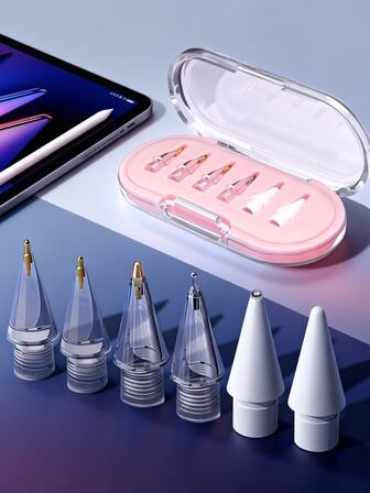 升级版替换笔尖套装，带笔盒，不易磨损，笔尖纤细精准，金属笔尖，兼容 Apple Pencil 第一代/第二代/USB-C/iPad Pro，针状笔尖套装，带笔盒，iPad Pro 笔套装，圣诞节、家人、朋友、生日、节日最佳礼物，笔配件