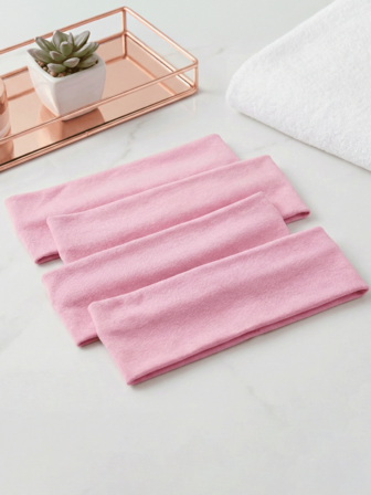 4 st breda pannband för kvinnor och flickor, mjuka stretchiga, halkfria hårband för yoga, träning, löpning, enfärgade rosa bomullshuvudbonader, elastiska turban, svettband för tjockt hår, spa och vardagskläder, söta håraccessoarer för damer, brett, tjockt hårband, halkfri, fukttransporterande bandana, stretchigt tyg, huvudband, bulkpresenter till henne, vinter, sommar, gym, pilates, jogging