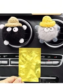 1pc Air Freshener - Long Lasting Fragrance, 1pc Car Air Freshener With Cute Knitted Vent Clip Decor, Single Pack - Multicolor - View 2