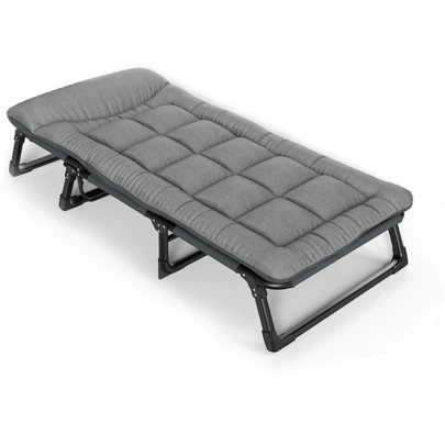 Folding Camping Cot With Mattress - 4 Positions Adjustable Sleeping Cot Max Load 440lbs