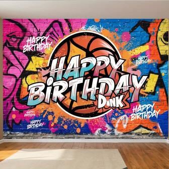 Basketball Theme Birthday Party Backdrop Decoration, Made Of Polyester Material Photo Prop, Suitable For Home, Room And Wall Decor, As Well As Party Background And Gift/Decor Purposes