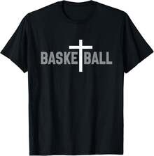 Men's Printed Short-Sleeved Shirt - A Men's Sports T-Shirt Featuring The Christian Basketball Cross Design, A Retro Printed Short-Sleeved Shirt, An Ideal Valentine's Day Gift, And Highly Suitable For Giving On Valentine's Day. Gifts For Relatives, Brothers, Friends, Parents, Teachers. Ideal Gifts For Men, Ideal Gifts For Women, Him/Her, Boyfriend/Girlfriend, Father/Mother, Family, Anniversary, Mother's Day, Birthday, Valentine's Day - Black - View 9