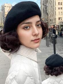 1pc Women Beret Hat With Wig, 2 In 1 Fashion Beanie Short/Long Curly Wig, Suitable For Baldness, Daily Wear, Date, Party, Outgoings, Valentine's Day, Mother's Day Gift, Brown Black, Spring, Autumn, Winter Winter Accessories Winter Outfits - 彩色 - 查看 4