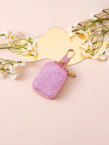 Zipper PU Leather Glitter Earphone Protective Case, Multifunctional Waist Hanging Coin Purse Keychain Pouch For Bluetooth Earphones - Multicolor - View 12