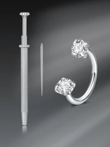 CIZME 3 pièces Anneaux de nez en acier inoxydable, anneaux de nez filetés intérieurs 16G, unisexe, double cristal en forme de fer à cheval pour le nez, le septum, la lèvre, les sourcils, le cartilage de l'oreille - Pince à boule effilée de 8 mm pour le remplacement de bijoux - Multicolore - Voir 49