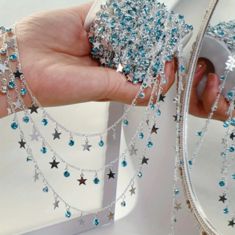 Cadena en forma de estrella hecha a mano, cadena de pentágono, cadena de strass en forma de estrella en espiral, segmentos de cadena a granel para hacer joyas, con cierre de langosta y anilla partida, para hacer joyas, manualidades, collares y pulseras DIY