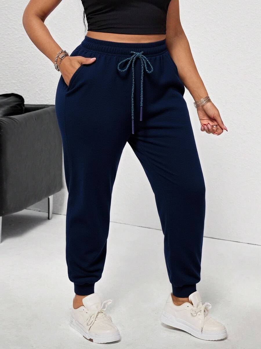 Plus Size Pants - 牛仔藍 - 查看 1