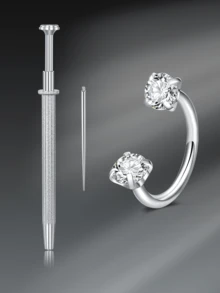 CIZME 3 pièces Anneaux de nez en acier inoxydable, anneaux de nez filetés intérieurs 16G, unisexe, double cristal en forme de fer à cheval pour le nez, le septum, la lèvre, les sourcils, le cartilage de l'oreille - Pince à boule effilée de 8 mm pour le remplacement de bijoux - Multicolore - Voir 42