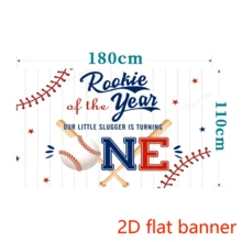 2D Flat Banner Photo Booth Background Baseball-Themed 1st Birthday Party Backdrop - Rookie Of The Year Design, Blue & Red Wooden Board Hitter, Vinyl Photo Booth Background For Celebrations - 1 - View 3