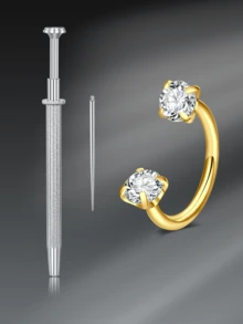 CIZME 3 pièces Anneaux de nez en acier inoxydable, anneaux de nez filetés intérieurs 16G, unisexe, double cristal en forme de fer à cheval pour le nez, le septum, la lèvre, les sourcils, le cartilage de l'oreille - Pince à boule effilée de 8 mm pour le remplacement de bijoux - Multicolore - Voir 24